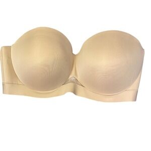 Cacique Comfort Bliss Strapless Bra 38DD Beige Wide Band Smooth‎ Full Coverage
